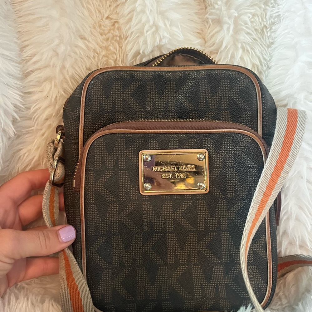 Michael Kors Black and Brown Messenger Bag